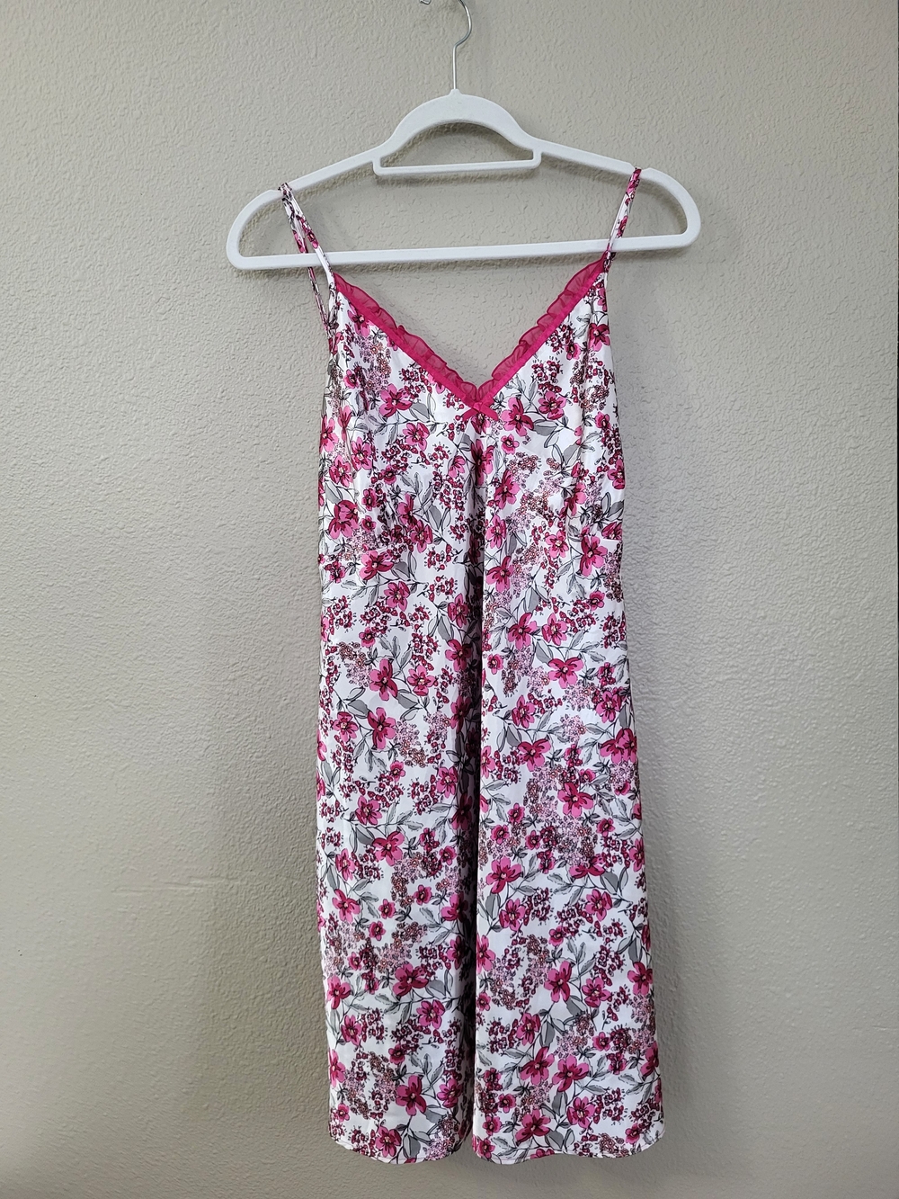 Adonna Pink & White Floral Lace-Trim Sleep Slip Dress 2XL